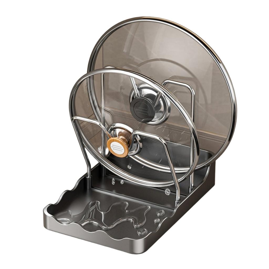2-in-1 Design Kitchen Organizer Pot Lid Holder Spoon Rest Easy Cleanup