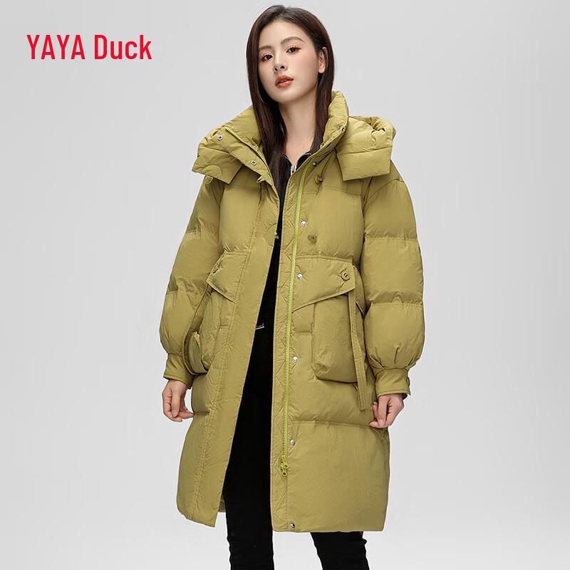 YAYA Women's Long Hooded Down Jacket