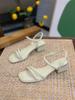 French Thick Heel Thin Strap Sandals Women's Summer 2025 New Fashionable Versatile Gentle One-word Strap with Skirt Sandals
