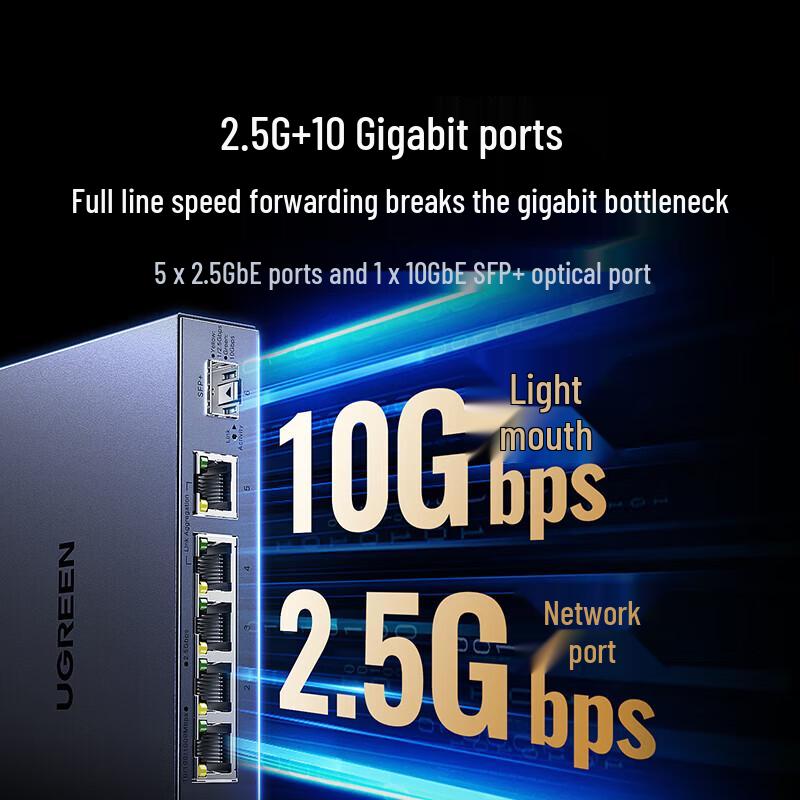 UGREEN 6-Port 2.5G Ethernet Switch with 10G SFP+ Uplink