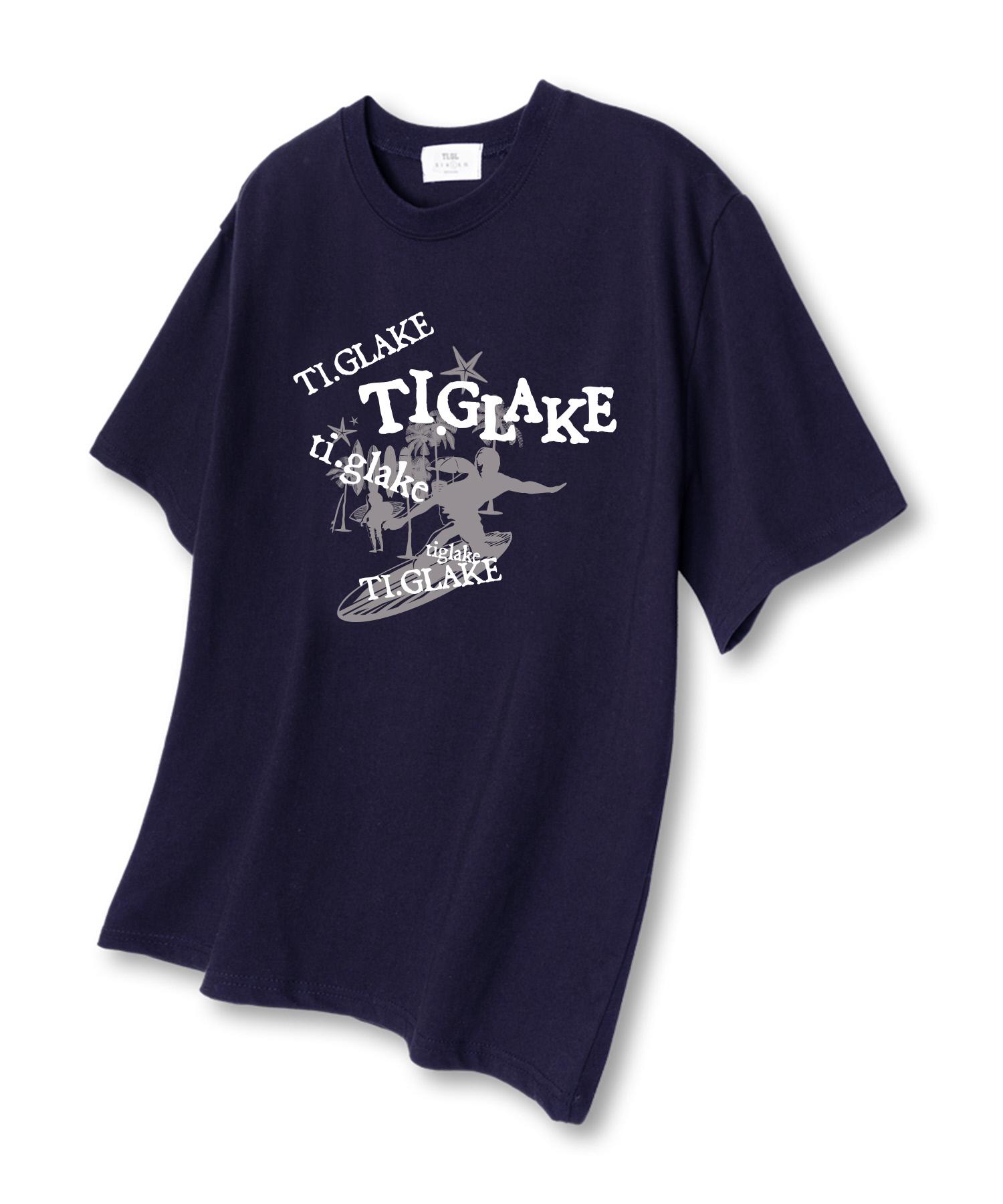 Tee Glake Palm Tree Surfing Oversized Short Sleeve T-Shirt Navy L