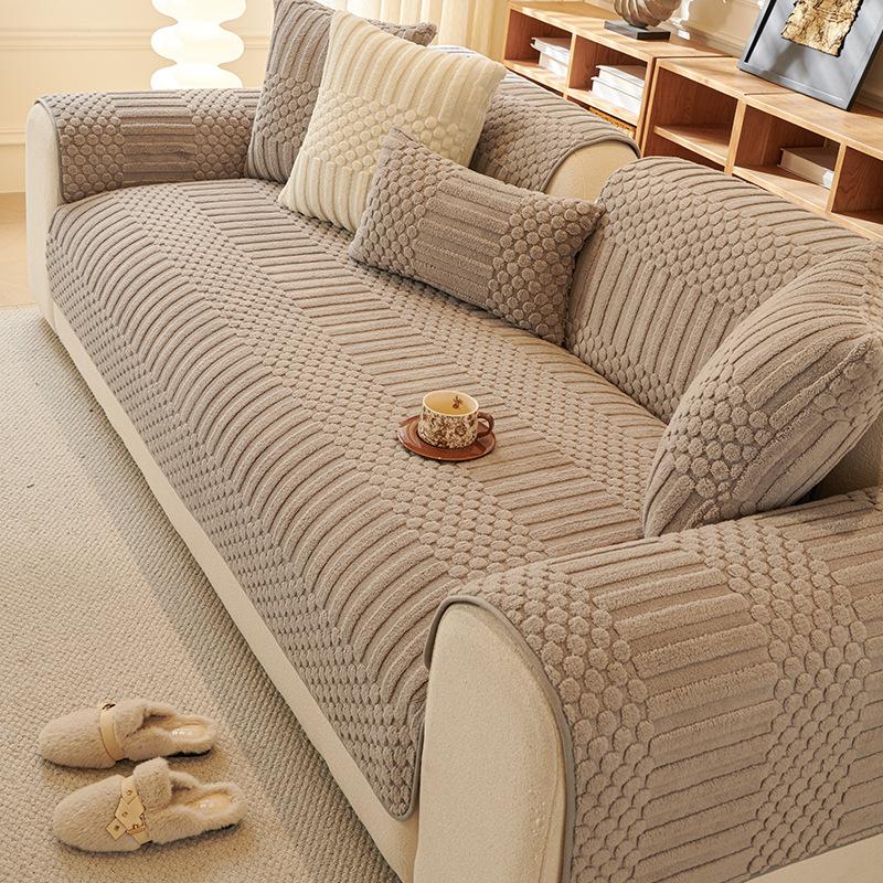 Cream White Ins Wind Winter Plush Sofa Cushion Shu Cotton Velvet Seat Cushion Four Seasons Retro Sofa Towel Cover Cloth Seat Cushion