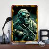 Camouflaged Soldier With Rifle Metal Poster Customized Wall Art Retro Vintage Tinplate Signs for Apartment Decoration Room Decor