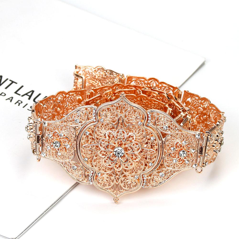 Caucasus Women Dress Belt Metal Waist Chain Adjustable Length Crystal Slavic Bridal Wedding Jewelry Caftan Robe Belt