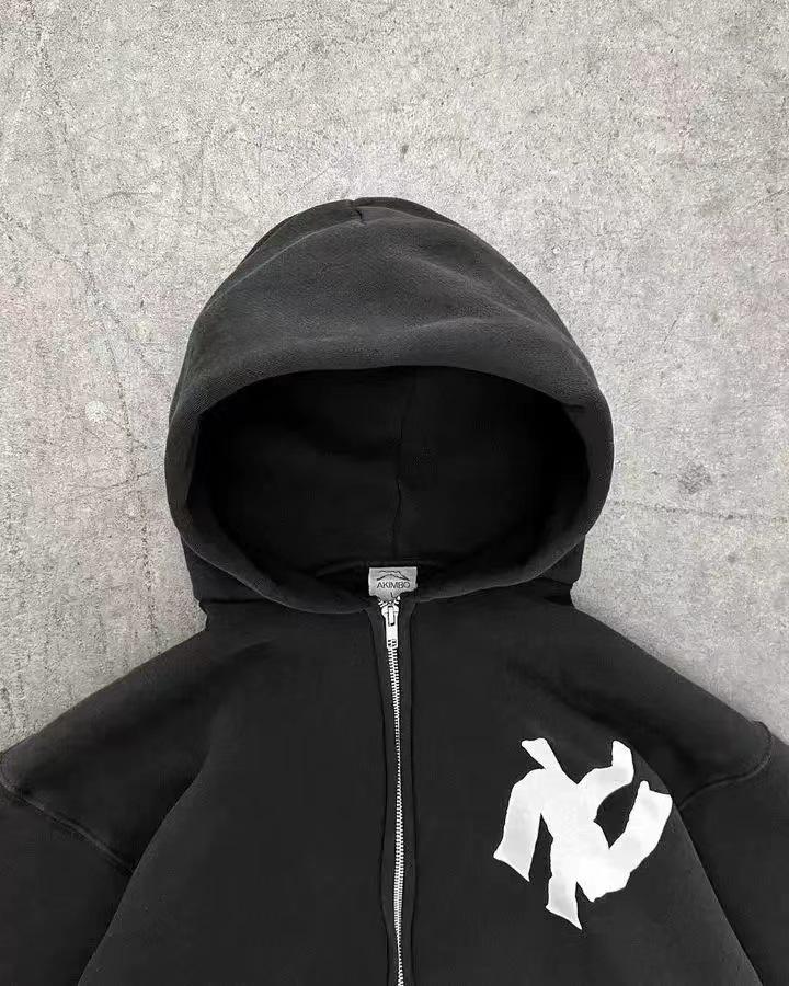 2024 Unisex European & American Autumn/Winter Printed Hooded Sweatshirt Jacket