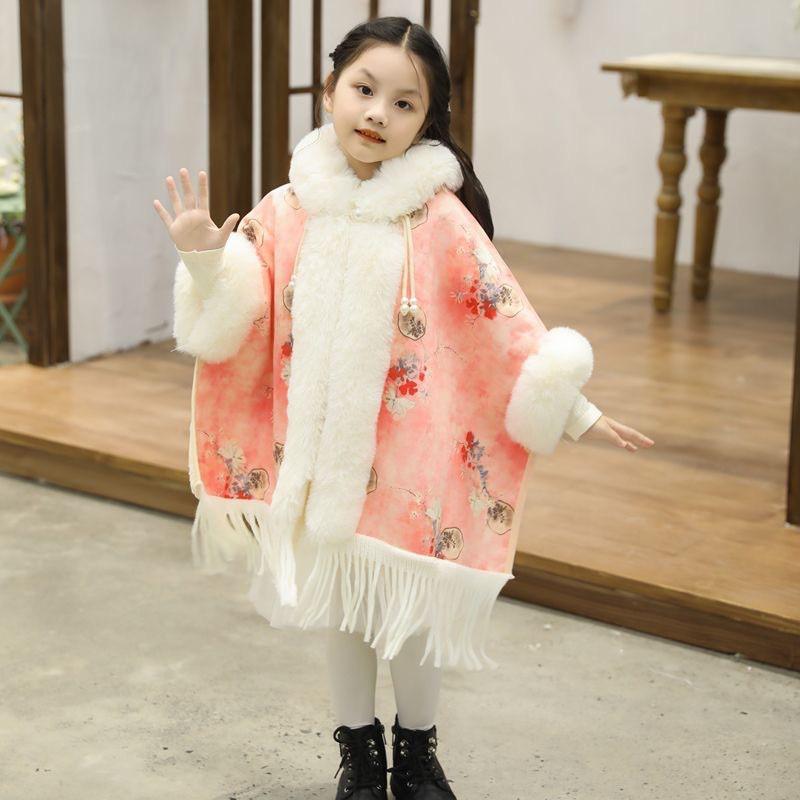 Girls Winter Warm Hooded Cape With