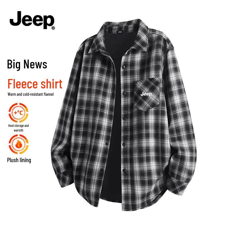 JEEP Men s Premium Flannel Warm Plaid Shirt M