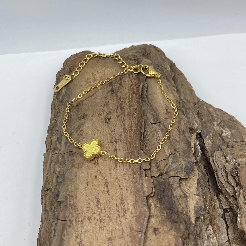 Bransoletka ze stali tytanowej 9 mm, czterolistna koniczyna, wzór gwiazdy, szczęśliwa czterolistna koniczyna