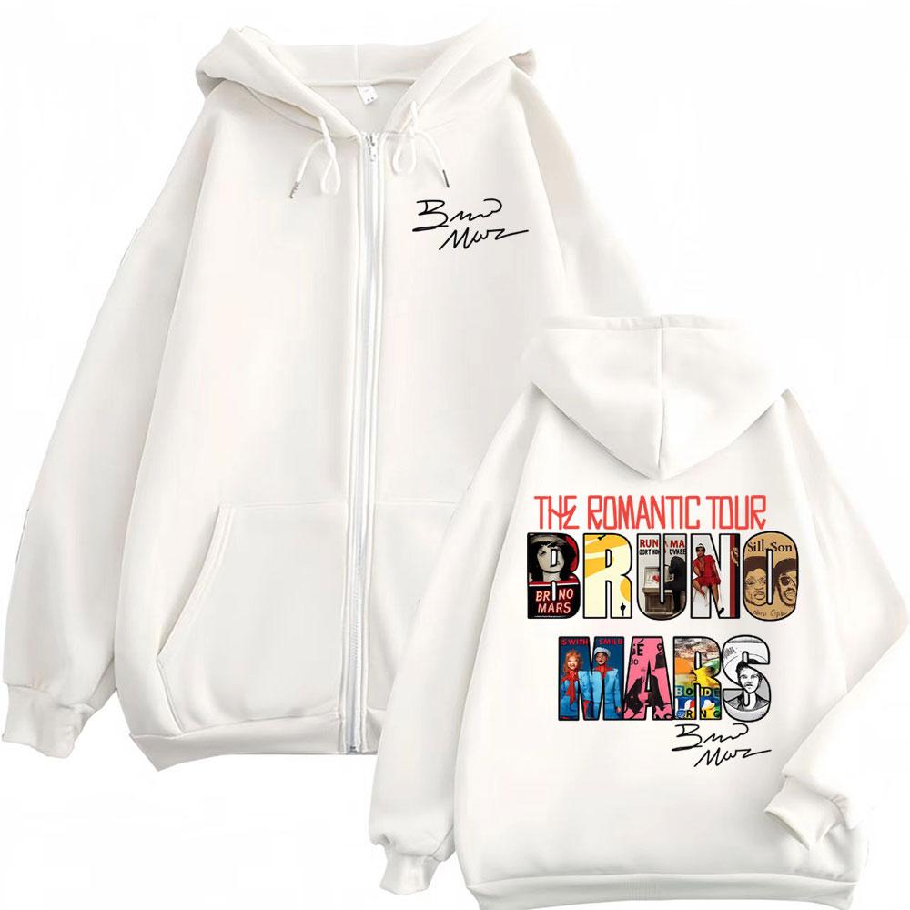 Bruno Mars The Romantic Tour Cover Zipper Sweatshirt Men Women Clothes Fashion Zip Up Hoodie Jacket Hooded Coats
