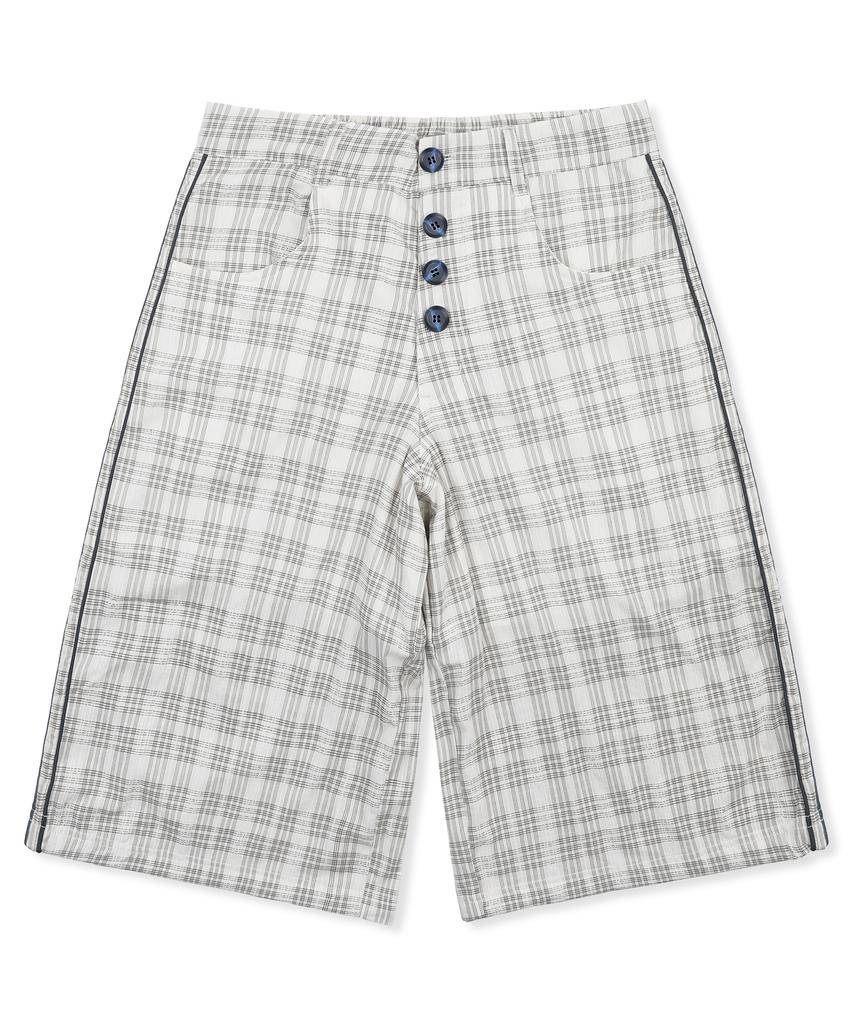 GLACK Gzp003 Trackline Check Bermuda Pants (Ivory)