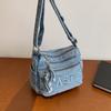 Embroidered Letter Denim Bag Multi-Pocket Crossbody Bag