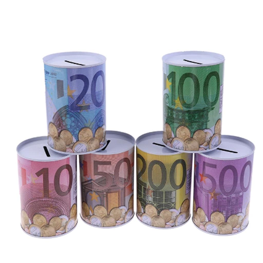 Cute EURO Coin Bank Money Box Durable Safe Metal Piggy Bank for Collecting Cash Saving Box