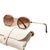 Round frame metal sunglasses sunscreen trend European and American new personalized fashion versatile Internet celebrity advanced sunglasses