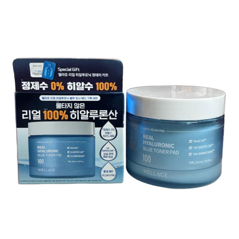 

WELLAGE Real Hyaluronic Blue Toner Pad 210ml (70 Pads)