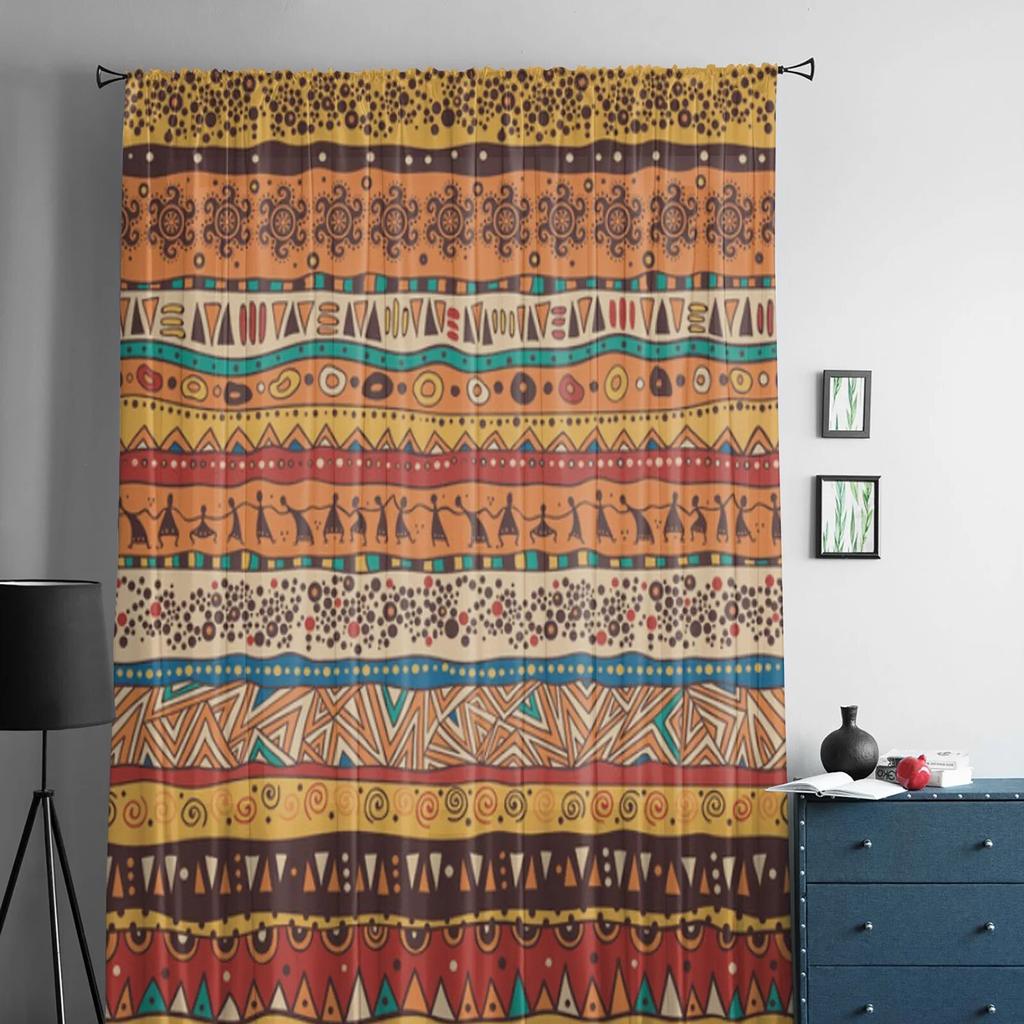 Durchsichtige Vorhänge im afrikanischen Stil für Wohnzimmer, Kinder, Schlafzimmer, Tüllvorhänge, Küche, Fenster, Behandlungsvorhänge