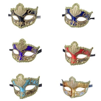 Masque de Mascarade Masque Peint à la Main Masque Demi-Visage Fête d'Halloween Accessoire Lunettes Pour Hommes Femmes Déguisement Halloween