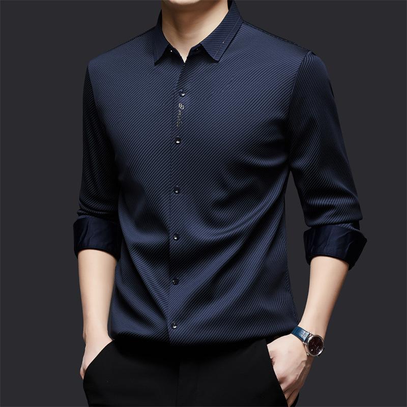 Winter Men s Long Sleeve Shirt Lapel Collar Versatile Business M