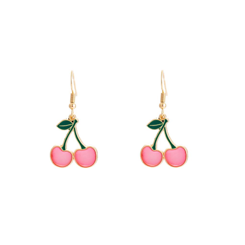 Piccoli Orecchini Freschi Ciliegia Design di Nicchia da Donna Semplice Temperamento Orecchini a Bottone Amore Olio Gocciolante
