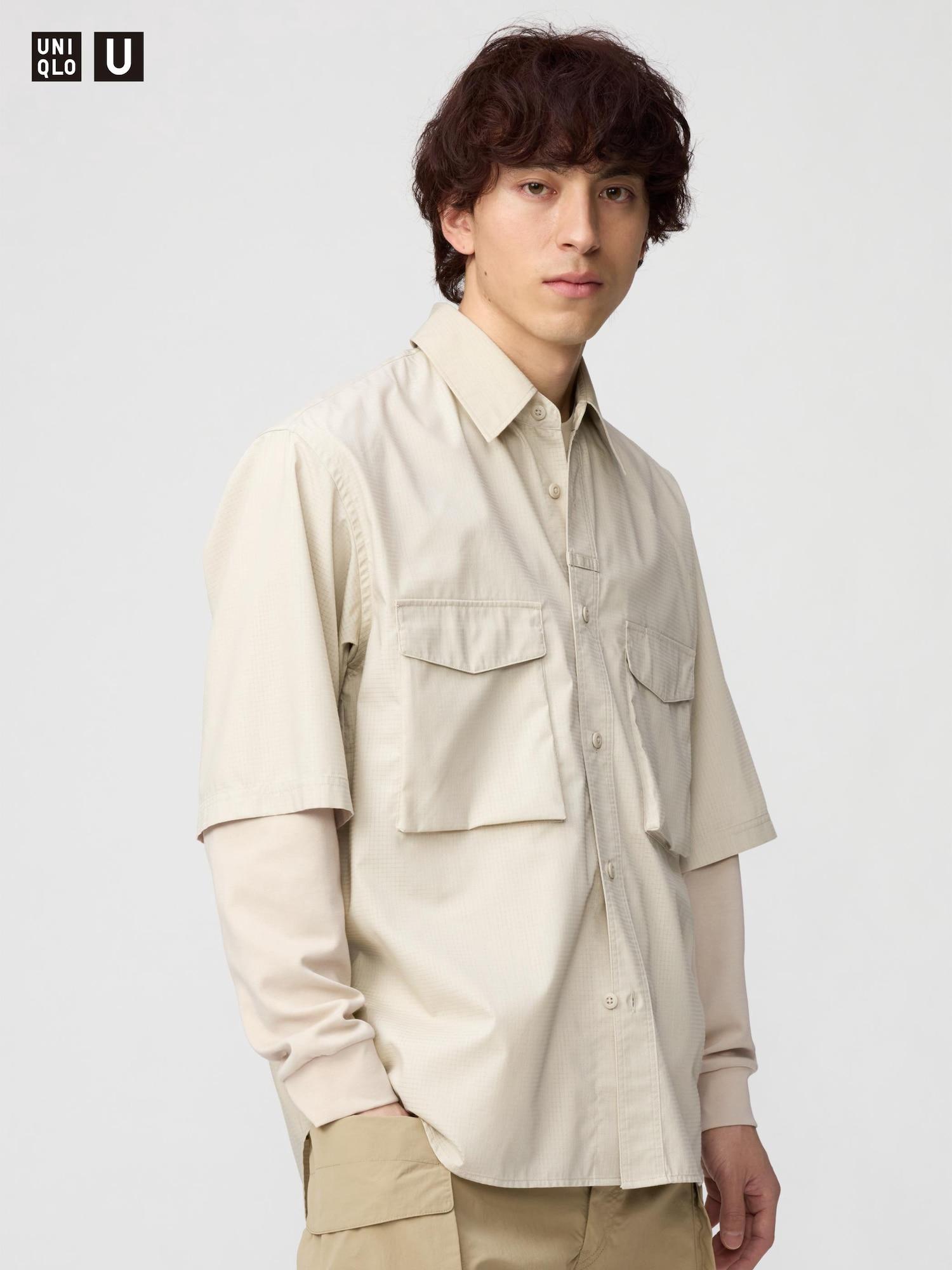 

Рубашка Uniqlo Utility с коротким рукавом 32 BEIGE/MEN S