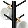 Bamboo Mug Tree with Thick Base Bamboo Mug Tree Stand Space-Saving Cup Holder with 6 Hooks,Countertop Coffee Cup Mugs Stand Rack