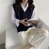 Loose Casual V Neck Sleeveless Pullover Vest Women Knit Waistcoat Sweater Spring Autumn Layering Top
