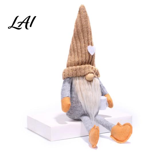 Soft Waxy Fabric Holiday Dolls Christmas Gnome Plush Decoration with Long Legs Faceless Handmade Nordic Style Ornaments Doll Figurines Sitting