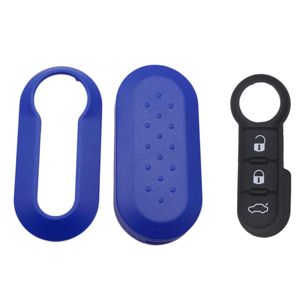 Remote Flip Key Shell Case Car Key Pad for Fiat 500 Panda Punto Bravo Replacement Key Case 3 Buttons Rubber Button Pad