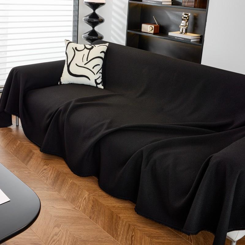 Stil japonez leneș canapea prosop slipcover negru waffle canapea pătură impermeabilă patru anotimpuri universal canapea pernă pânză