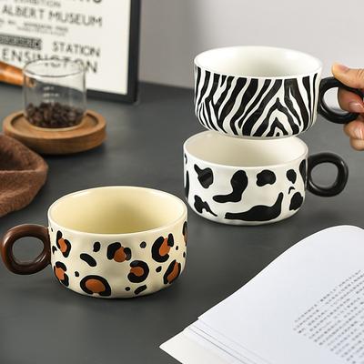 Wzór zwierzęcy Wysokiej wartości Krótki ceramiczny pucharek do lodów deserowych Wysokiej klasy Zmysł Kobieta Komercyjny kubek do kawy Design Nisza