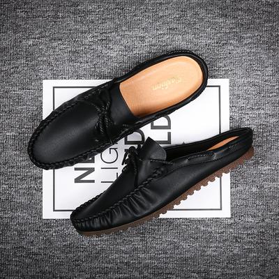 Mode Leder Herren Pantoletten Sommer Flats Halbschuhe für Herren Lässig Outdoor Atmungsaktiv Männliche Halbslipper Leichte Slipper Herren Mokassins