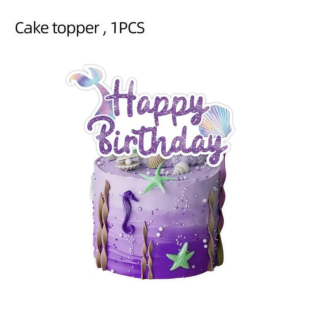 Mermaid Birthday Party Decoration Tableware Set Gradient Mermaid Plates Cups Napkins Balloons For Kids Girls Party Favors Gifts