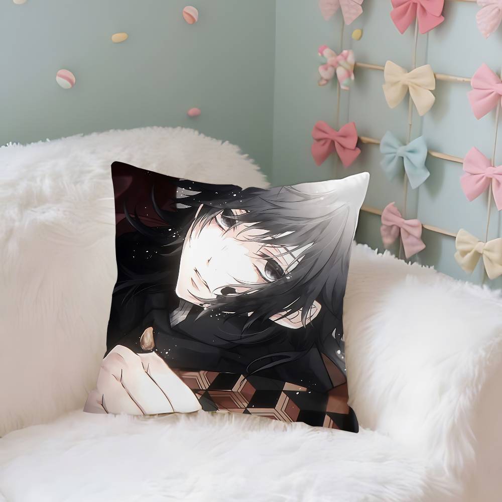 TTomiokas Giyuus Case Plush Fabric Soft Pillowcase Double Sided Print Cushion Cover Household Gifts