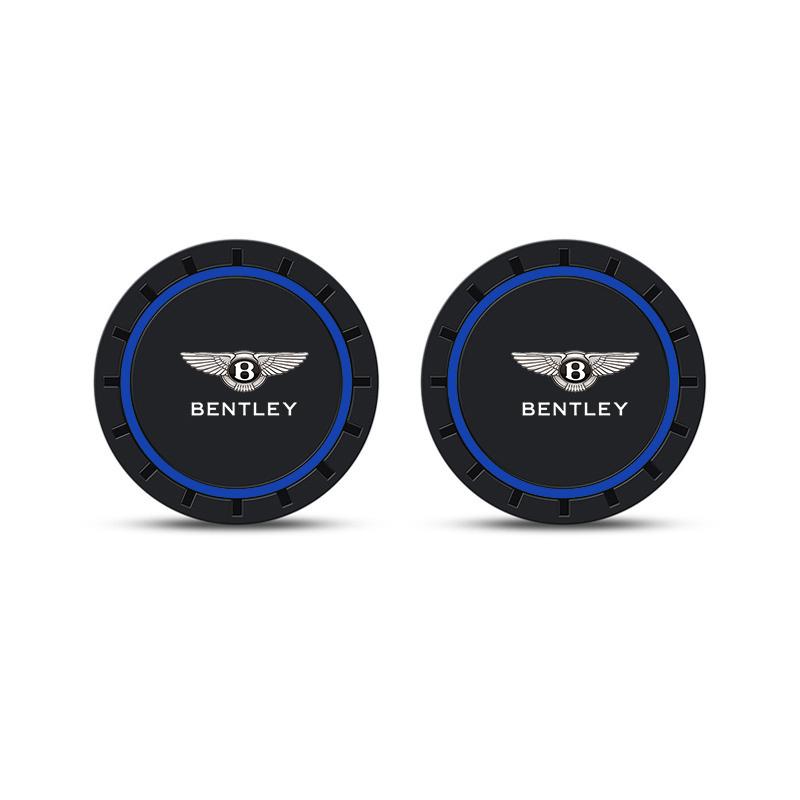 2PC Leather Car Anti Slip Mat Coaster for New Bentley Flying Spur Continental GT Bentayga Mulsanne Car Water Cup Slot Accessory
