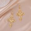 Unalome Pendant Earrings Hippie Stainless Steel Yoga Lotus Flower Drop Earrings for Women Unique Buddhism
