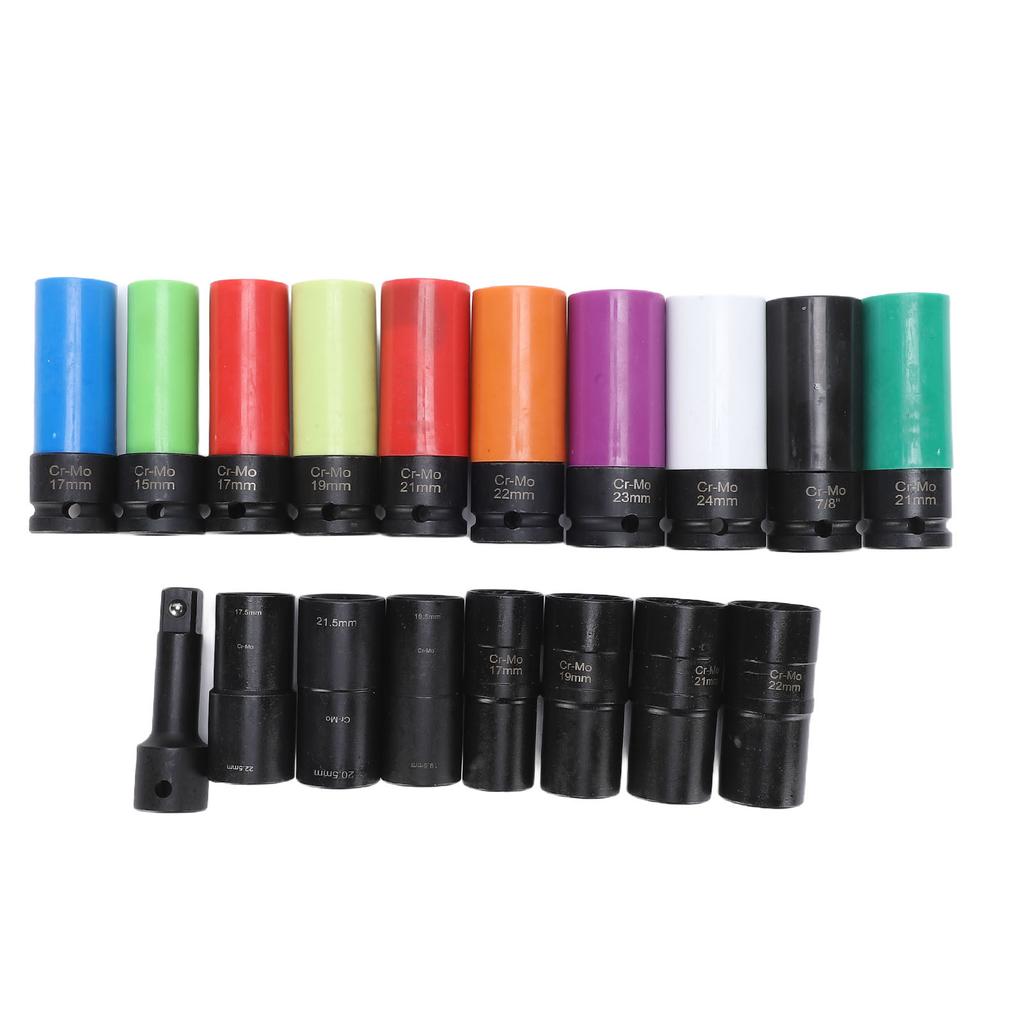1 2in Drive Socket Set Hex Design Double Ended Torsion 6 Point and 12 Point Driver Socket Set with Extension Rod