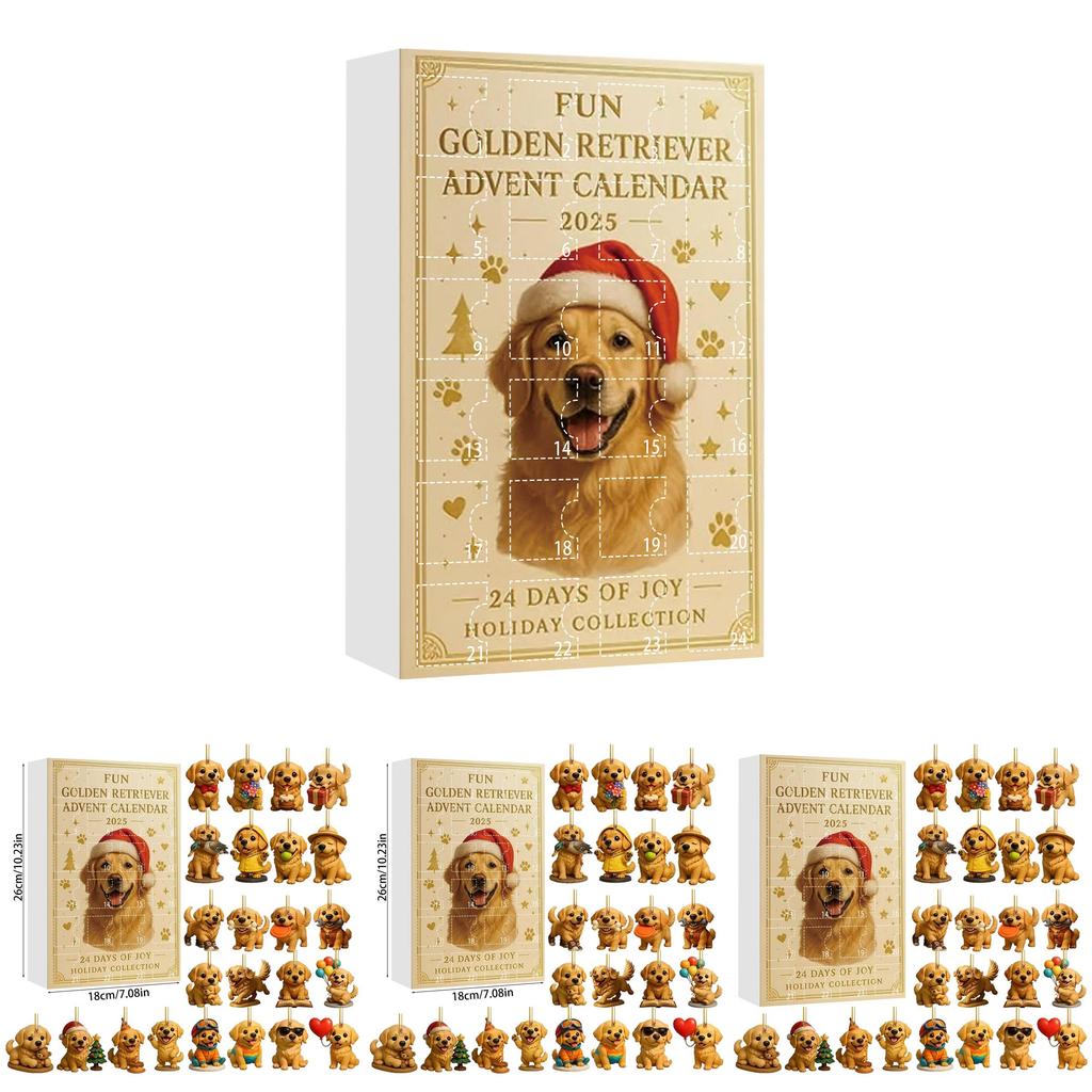 Weihnachts-Adventskalender mit Hundemotiv und Acryl-Tierfiguren zum Verschenken in der Weihnachtszeit