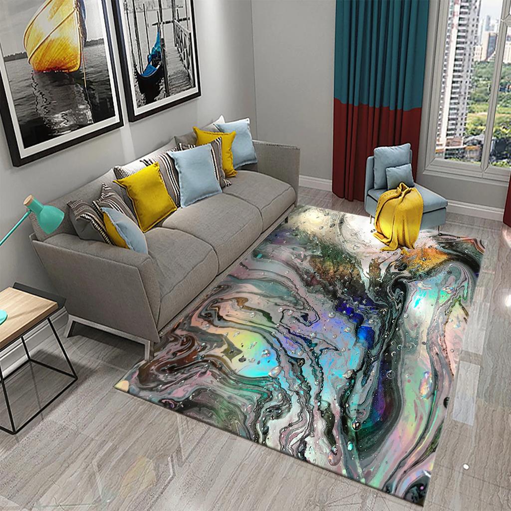 Colorful Marbling Carpet for Bedroom Bathroom Living Room Entryway Rug Non-Slip Rug Floor Carpet Kitchen Entry Rug Home Decor