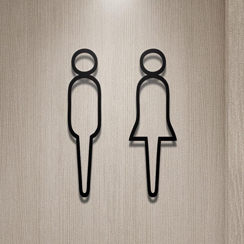 Shopping Malls Office Toilet Sign Plate Acrylic 3D Wash Room Door Wall Label Sticker WC Signage Board Art Hotel Home Decor