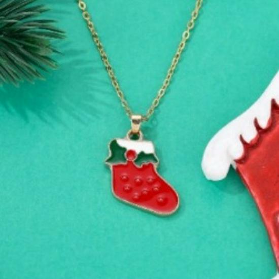 Cross-border Christmas Wish Tree Snowman Reindeer Bells Necklace