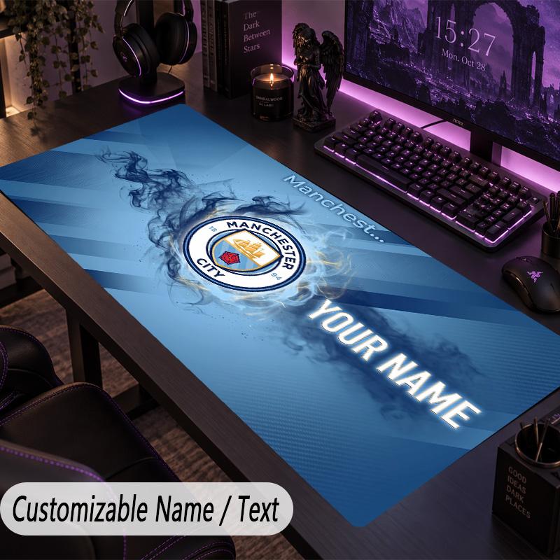 Custom Text Big Mousepad, Extended Desk Pad For Laptop Work GameManchester City