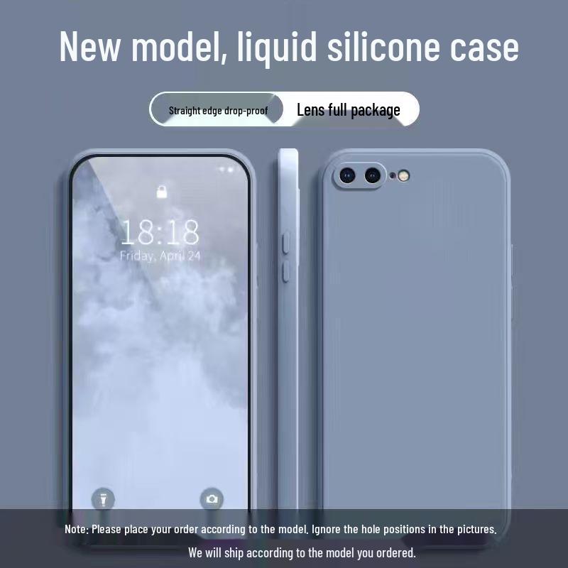 Apple 8 Plus Liquid Silicone Full Coverage Drop-Proof Protective Case with Solid Color and Skin-Friendly Feel