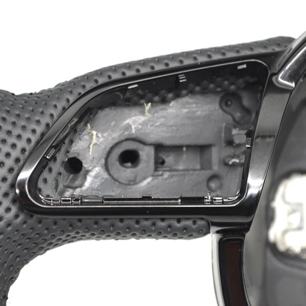 Suitable for A4 B8 A3 8V A4 A5 A7 Q3 Q5 Q7 Black Stitching All Leather Perforated Flat Bottomed Steering Whee