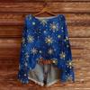 Women's Round Neck Lightweight Sweater Casual Long Sleeve Christmas Print Knit Pullover.