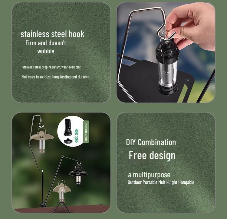 Outdoor Foldable Aluminum Alloy Tactical Lamp Stand for Camping