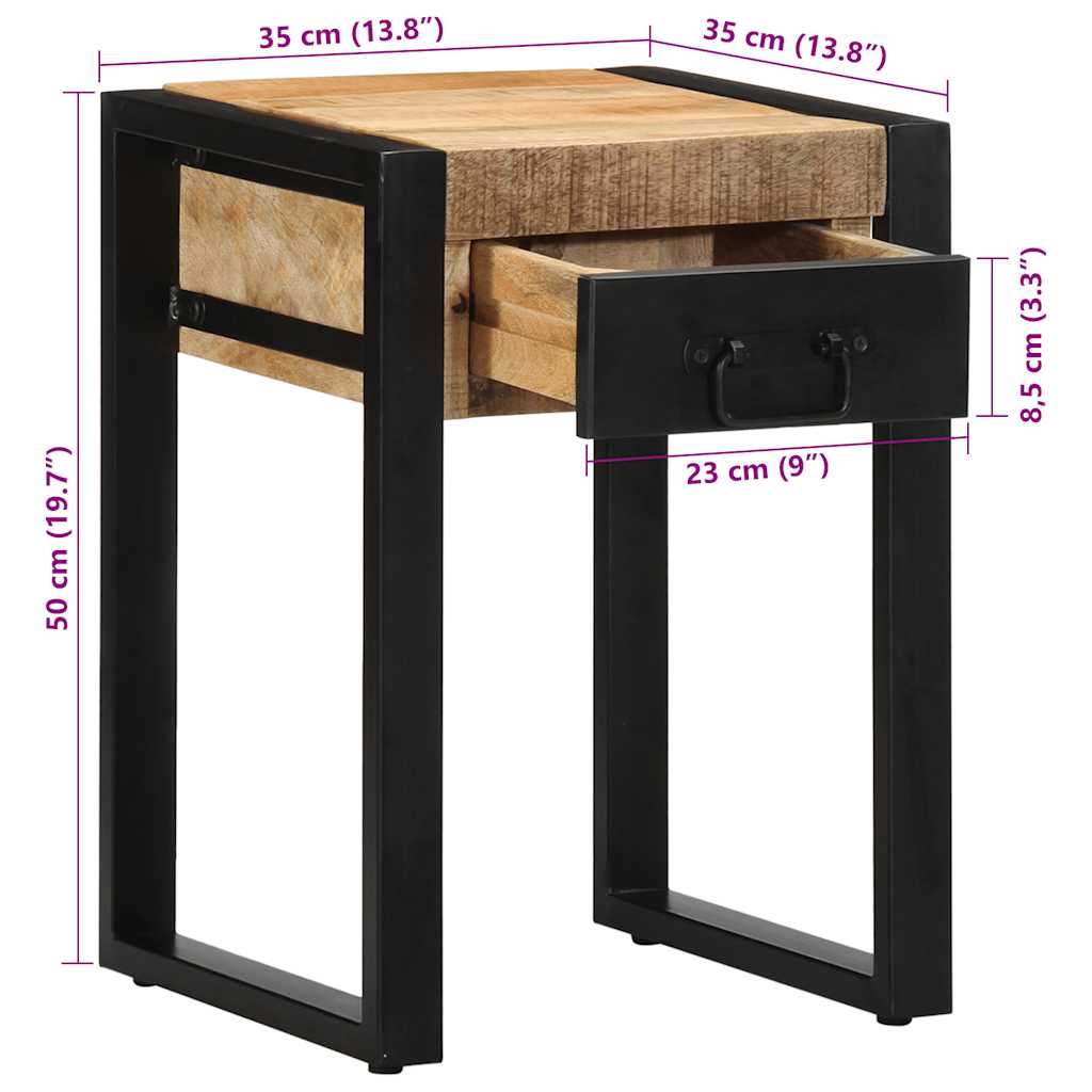 Side Table 35 X 35 X 50 Cm Rough Solid Mango Wood