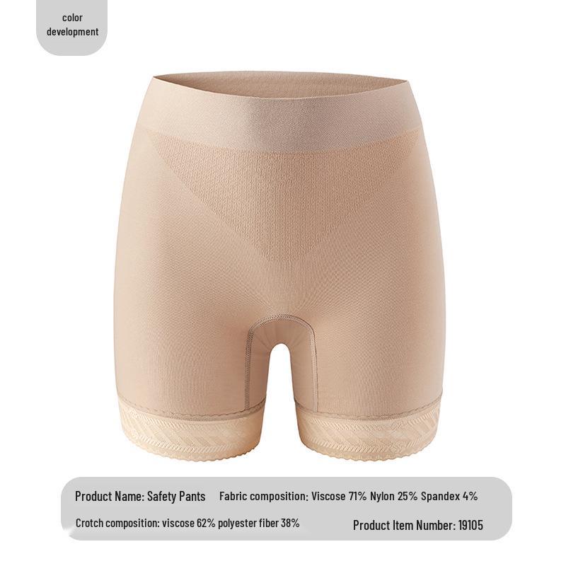 Women's High-Waist Anti-Exposure Seamless Leggings with Lace Trim Boy Shorts
