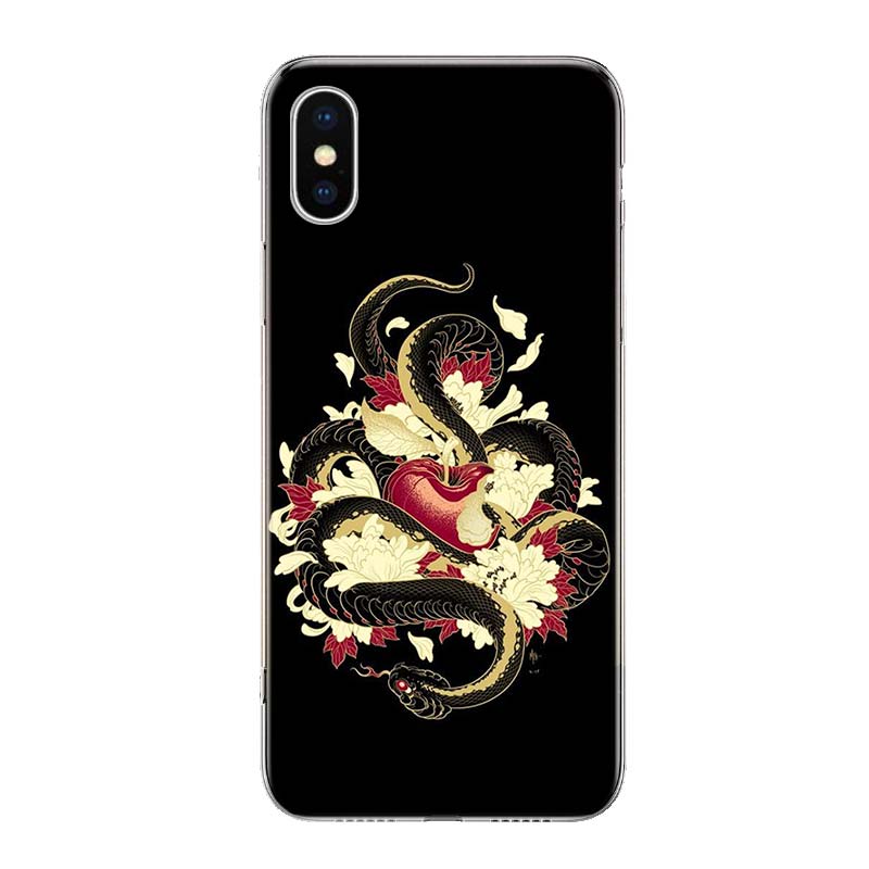 Animal The Snake and Fern Phone Case Cover For iPhone 11 12 13 Mini 14 15 Plus 16 Pro Max 17 Air 7 8 + SE Art Customized Fundas