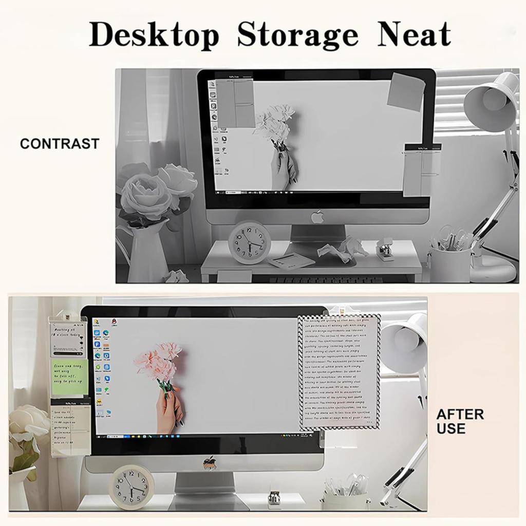 Screen Message Memo Board for Sticky Note Transparent Name Card Phone Holder Keeps Stationery Tidy Suitable for Office Desks Home Study Desktop