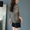 Fashion Summer New Fashion Korean Style Simple Niche Versatile Commuting Three-quarter Sleeve Lace-up Printed Chiffon Shirt for Women