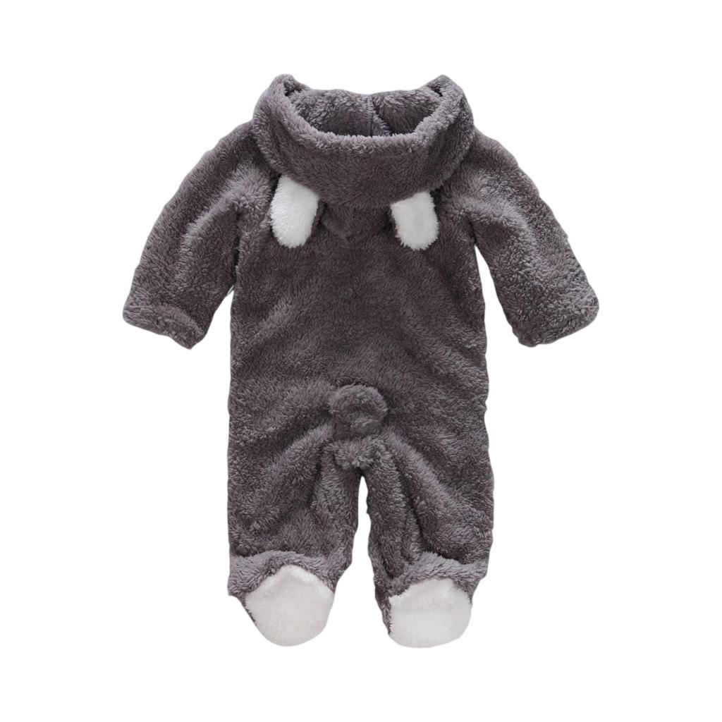 Kids' Coral Fleece Romper - Color Hooded Onesie